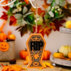 Ornament Christmas Halloween Decorations Festival With Lights Wooden Pendant
