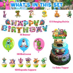 My Singing Monsters Theme Birthday Party Supplies Banners Balloons Cake Toppers