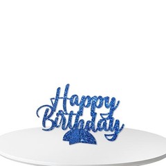 Happy Birthday Table Centerpiece, Dark Blue Glitter Birthday Party Paper Free