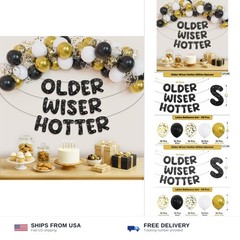 KatchOn, Older Wiser Hotter Birthday Decorations – Pack Of 51 | Black Happy B…