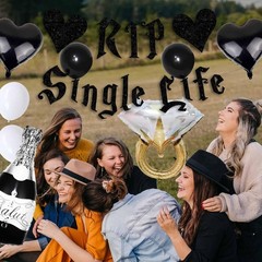 Gothic Bachelorette Party Decorations Glitter Black Rip Single Life Banner,Ba…