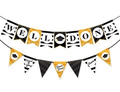 Graduation Banner Set – 2pc Graduation Decorations Black and Gold New /L1