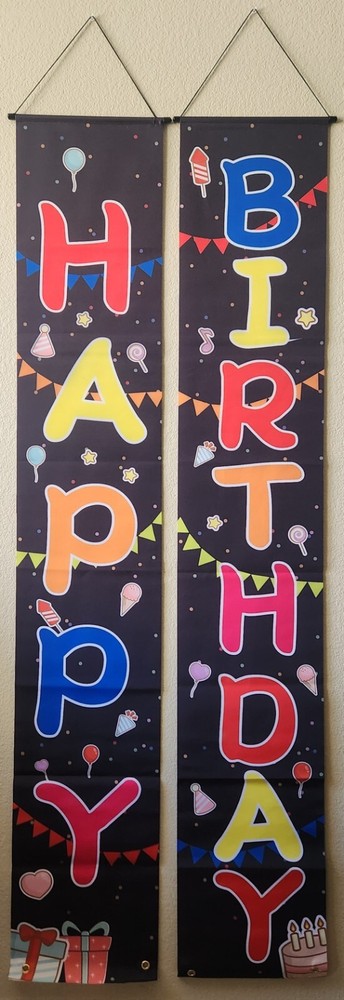 2PCS Front Door 6×2 Ft Home Party Supplies Birthday Party Greeting Banners Flags