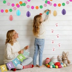 AhfuLife Easter Decorations Set, Happy Bunny Decoration Set