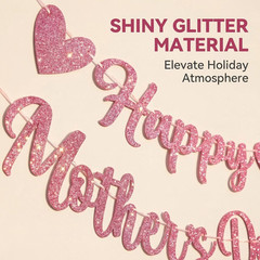 Happy Mothers Day Decorations Banner Pink Glitter, Mother’S Day Hanging Swirls a