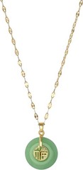 Chinese Fu Pendant Necklace – Jade Green Minimalist Collar Chain for Women 1Pcs