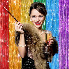Rainbow Foil Fringe Curtains – 2 Pack Tinsel Backdrop for Parties & Events