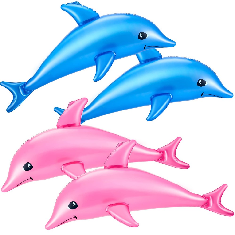4 Pcs Inflatable Dolphin 28.4 Inch Blow up Dolphin Pool Toy Inflatable Sea An…