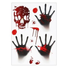 Horror Bloodstain Wall Sticker Handprint Footprint Blood Skull Window Sticker