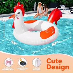 Inflatable Pool Floats with Lights, 63″ Chicken Pool Floaties with Solar Powered