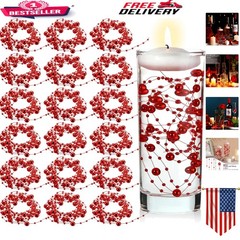 Durable 157 Feet Red Faux Pearl String – Chic Vase Filler for Weddings & Parties