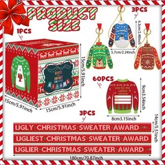 67 Pcs Xmas Ugly Sweater Party Decorations Voting Cards Set with Contest Ball…