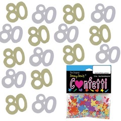 Number 80 Confetti Silver Gold Retail Pack #7706 QS0 Table Party Decor