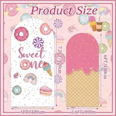 Sweet One Arch Backdrop Cover 7.2FT 6FT 1st Birthday Decoration Pink Sweet One