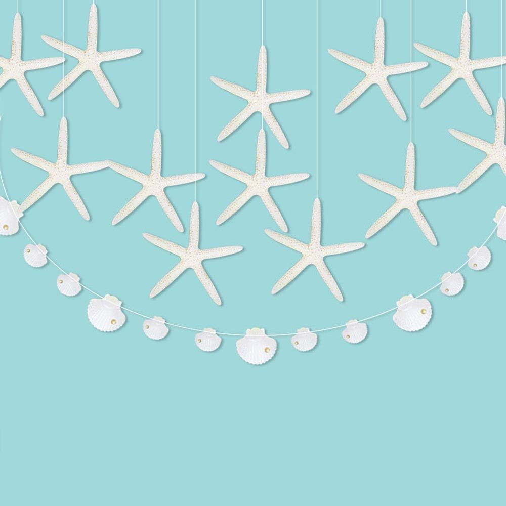 Flat Paper White Finger Starfish Seashell Garlands under the Sea Party Decoratio