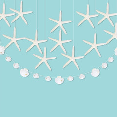 Flat Paper White Finger Starfish Seashell Garlands under the Sea Party Decoratio