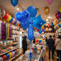 Blue Tie Party Balloon Bouquet Set Graduation Prom Decor Foil & Latex