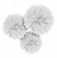 208 x NEW 12″ White & Red Tissue Paper Pom Pom Hanging Decorations