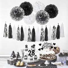 Chic Black, White & Silver Party Supplies – 42-Piece Birthday Decoration Set