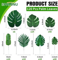 Palonu 110PCS Artificial Tropical Palm Leaves Monstera Decor