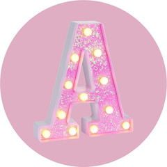 Pink Light up Letters，Pink Party Decorations,Girls Room Decor,Glitter Light up L