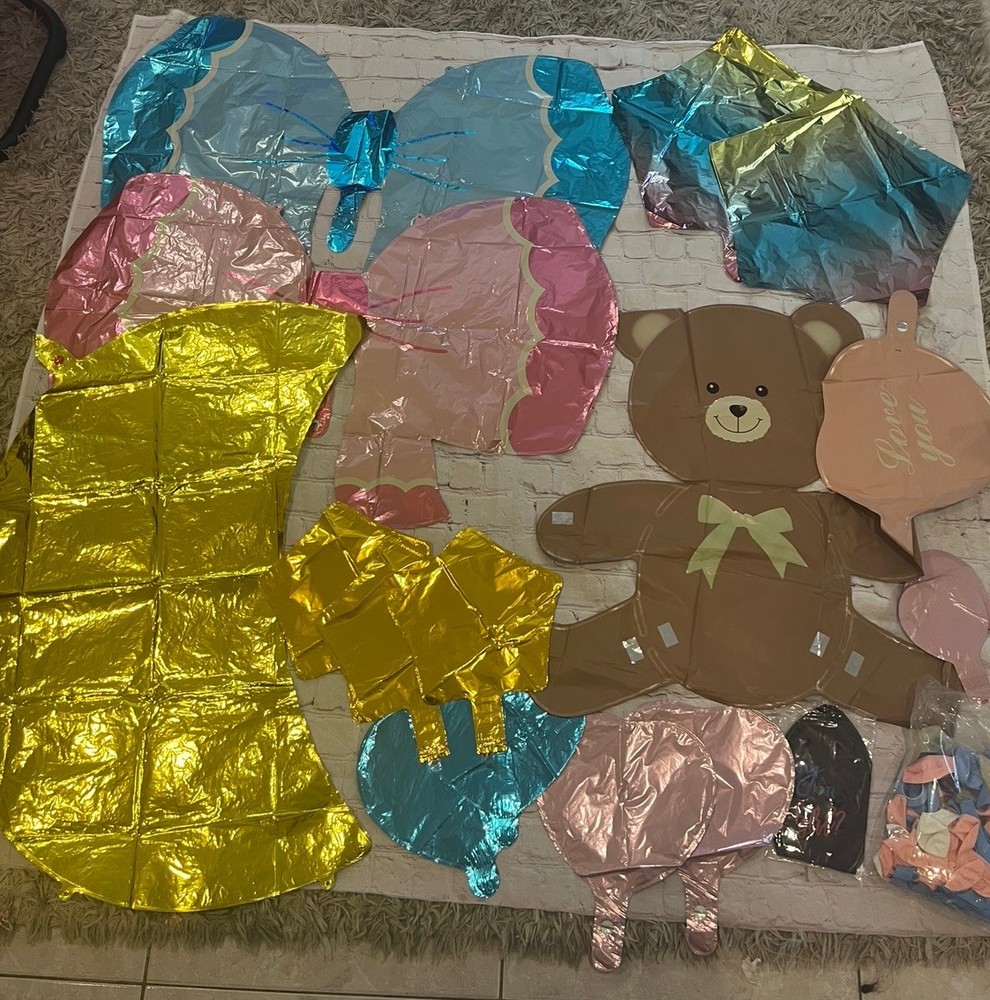 Gender Reveal Set Bow Foil Big Balloons Arch Party Huge Lot Boy Girl