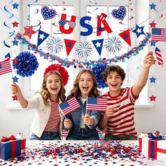 OBBOLO 4th/Fourth of July Decorations Set, Patriotic Decorations, Red Multi