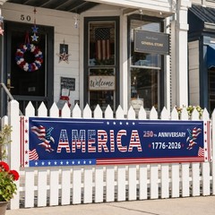 250th Anniversary American Banner Flag 1776-2026, 120 x 20 inch USA 250th Bir…