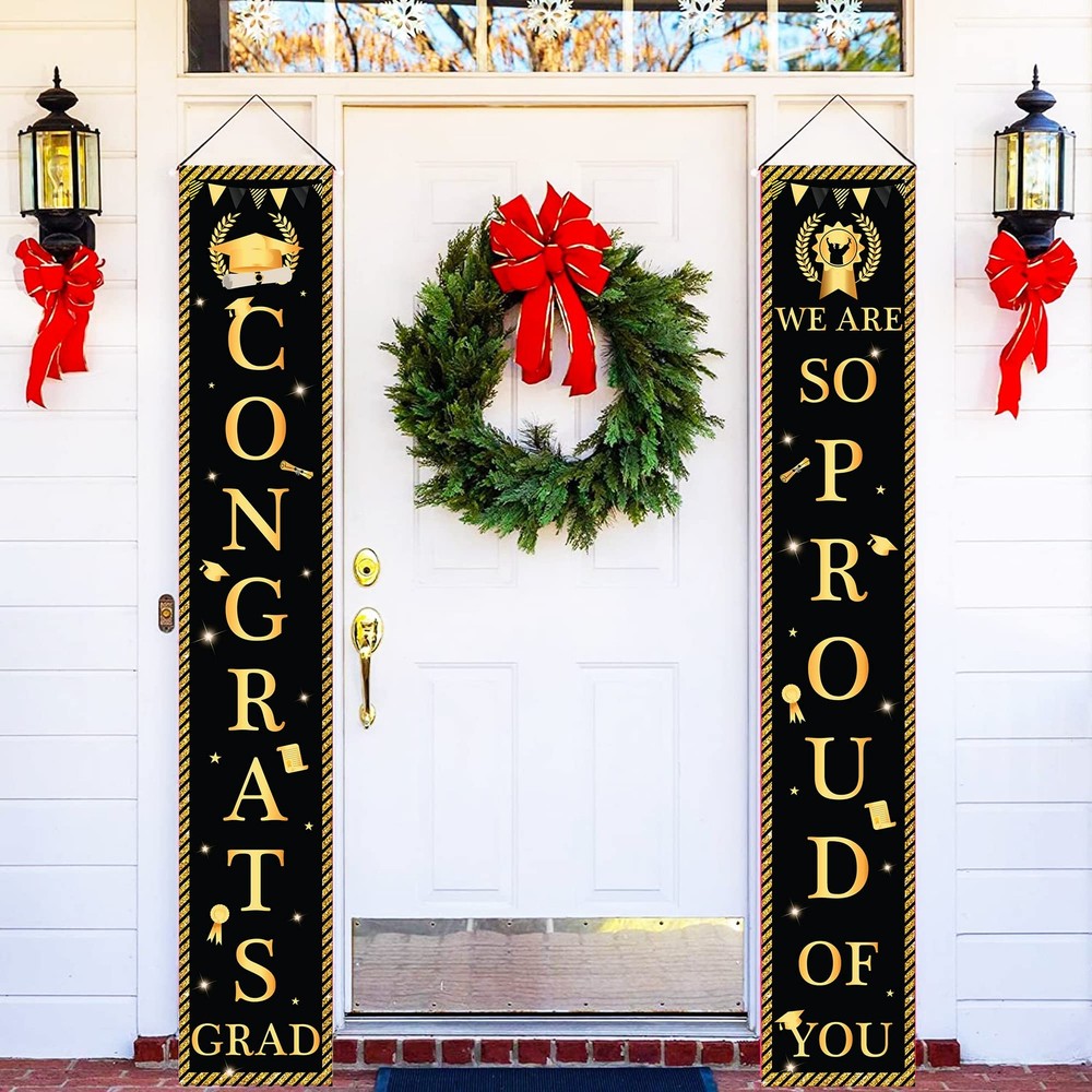 Congrats Grad Door Banner – Large 72×12 Inch, NO DIY | Congrats Grad Banner for