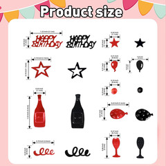 Red and Black Happy Birthday Confetti, 3000 Pcs Birthday Cake Table Metallic Foi