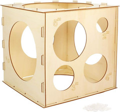 12 Holes Wood Balloon Sizer Cube Box with 200 PCS Balloon Glue Points, Collapsib