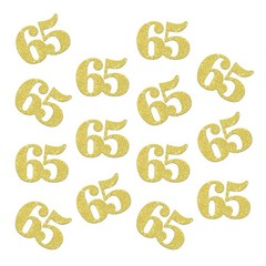 100 PCS Gold Glitter Double Sided Number 65 Birthday Table Confetti