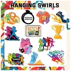 Running Hanging Swirls 24 Pack Spirals Ceiling Decor Sports Fitness Party