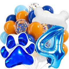 Paw Print Balloons, 33 PCS Blue Number Balloons Orange Blue White Nude Confet…