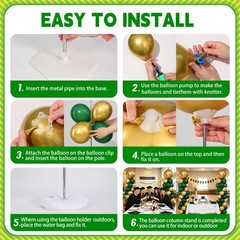 2 Sets Green Gold Balloon Column Stand Kit, 82Pcs Matte & Metallic Latex Ball…