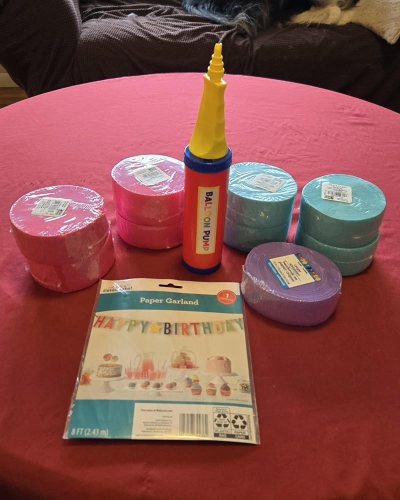 New Party Decor Set – Balloon Pump, Streamers, Birthday Banner