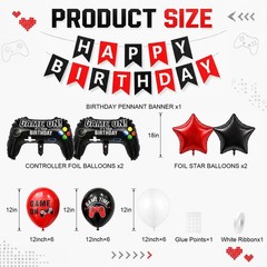 Video Game Birthday Decorations for Boys,Game Party Decoration with Red Black…