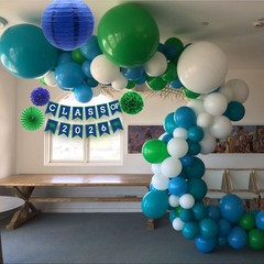 Blue Green Graduation Party Decoration Class Banner Hanging Pom Poms Flowers …