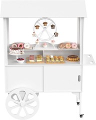 Candy Cart Party Cake Stand Dessert Cart W/ Wheels & Storage Cabinet Wedding