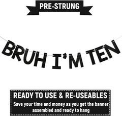 Bruh I’M Ten Banner – Boy’S 10Th Bruh Birthday Party Decor, Teen Boy Bday Ideas,