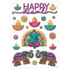 Diwali Foil Embossed Window Decorations Festival of Lights Party Decor Supplies