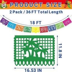 36 FT Cinco De Mayo Decorations, 2 Pack Mexican Party Banner, Plastic Fiesta Ban