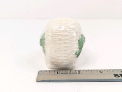 Ceramic Pottery Baby Bassinet Basket Crib White Green Boy Planter 3″x2″x2.5″ New