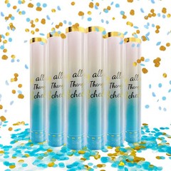 6 Pack Gender Reveal Confetti Cannon, 12 Inch Biodegradable Blue Confetti Pop…