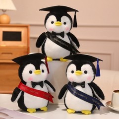Graduation Penguin Plush Toy Stuffed Animal with Cap and Sash for Grad Gift