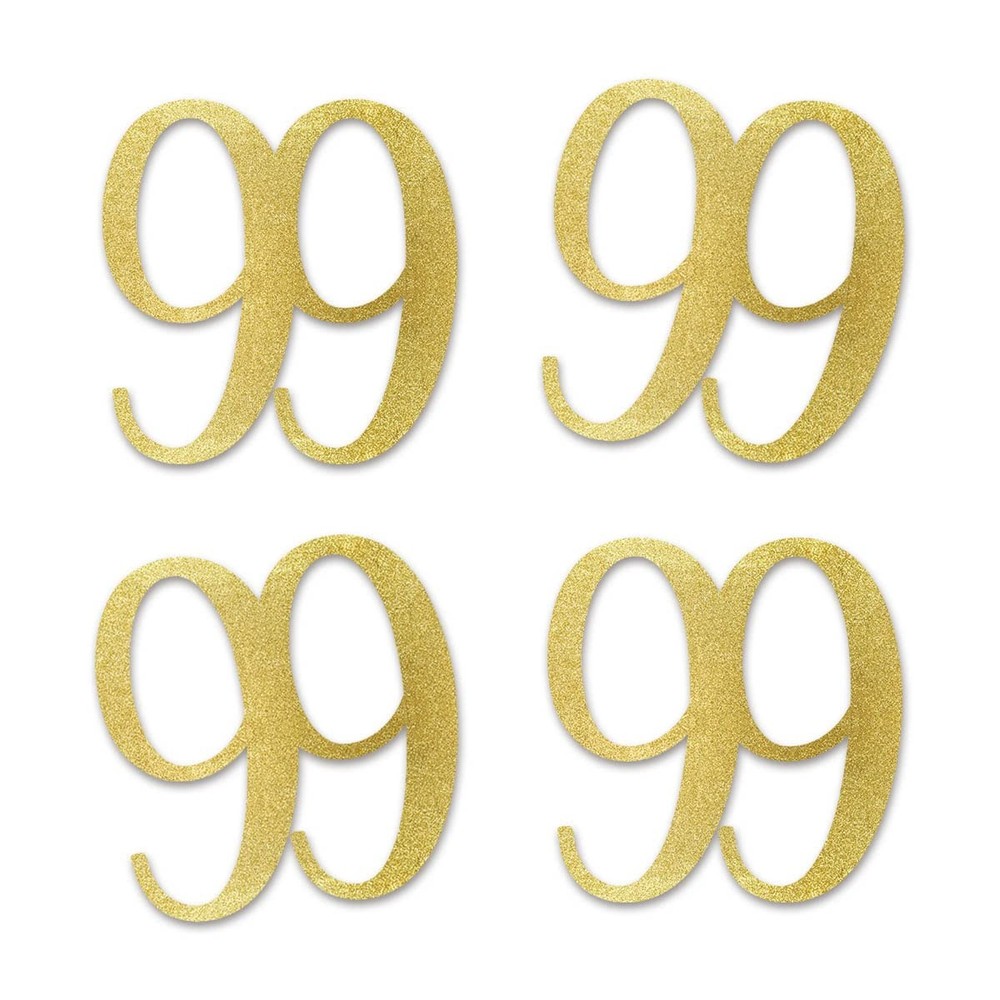 Gold Glitter 99 Cut-Out Numbers 99th Birthday Party Anniversary Decorations