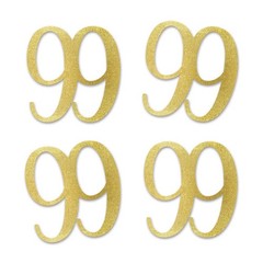 Gold Glitter 99 Cut-Out Numbers 99th Birthday Party Anniversary Decorations