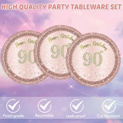 40PCS 90th Birthday Decorations for Women Rose Gold 90th Theme Birthday Party
