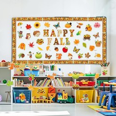 80 PCS Fall Cutouts Bulletin Board Decorations Set Pumpkin Maple Leaf Autumn