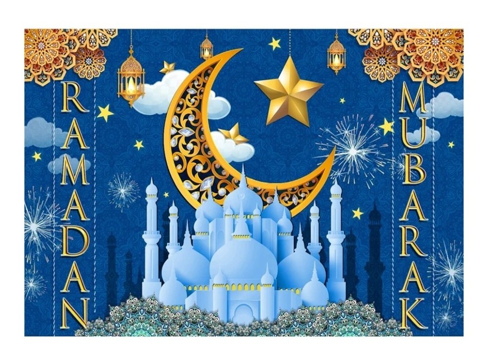 Ramadan Mubarak Muslim Banner Backdrop Backgr Decorations For Home Wall 7x5Ft